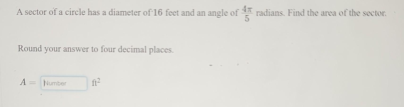 area of circle with diameter of 16 feet