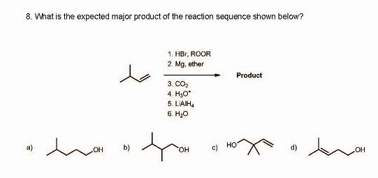 Solved What is the expected major product of the reaction | Chegg.com