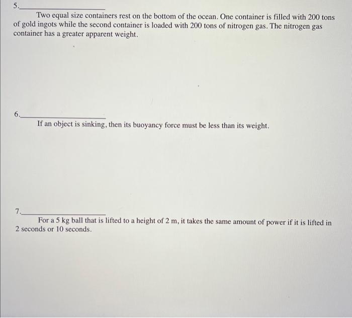 Solved Two equal size containers rest on the bottom of the