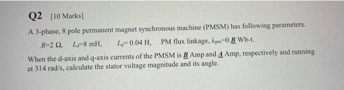 Solved A 3-phase, 8 pole permanent magnet synchronous | Chegg.com