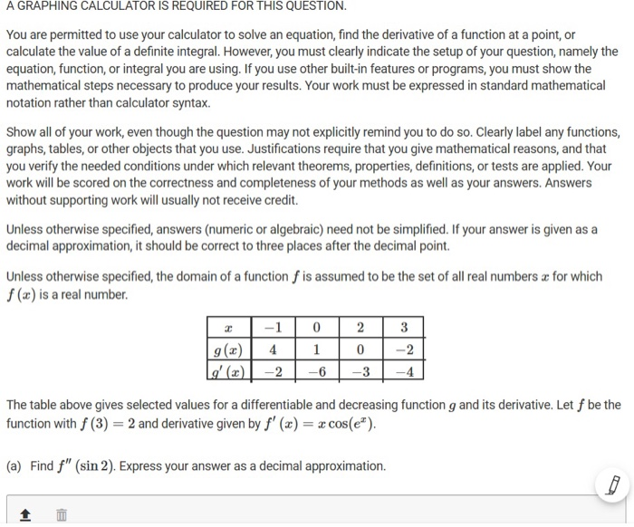 Solved A GRAPHING CALCULATOR IS REQUIRED FOR THIS QUESTION. | Chegg.com