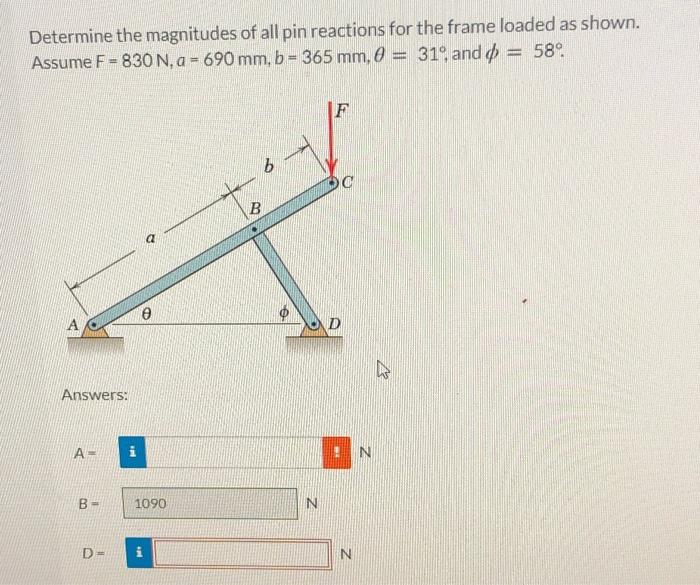 Solved Determine The Magnitudes Of All Pin Reactions For The | Chegg.com