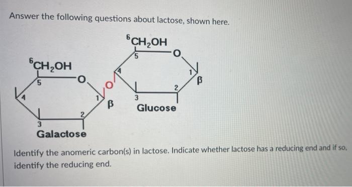 Solved Answer the following questions about lactose, shown | Chegg.com