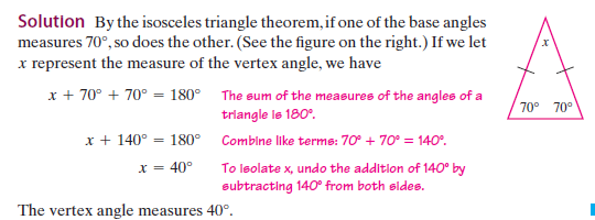vertex angle of an isosceles triangle