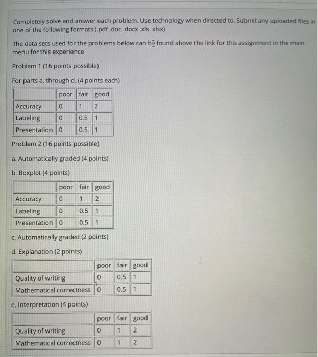 Solved Completely solve and answer each problem. Use | Chegg.com