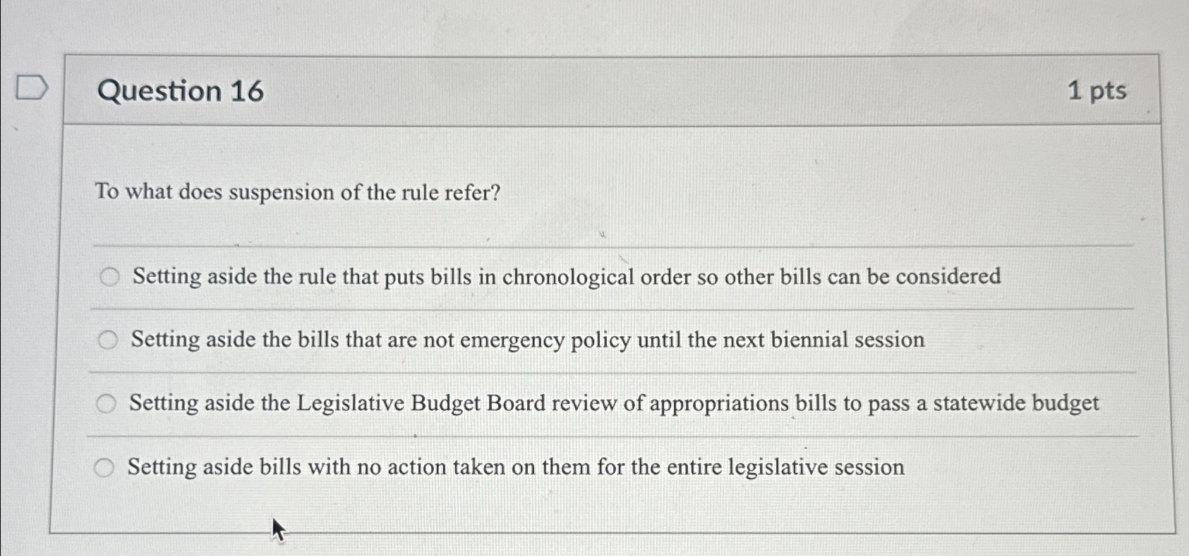 Solved Question 161ptsTo what does suspension of the rule