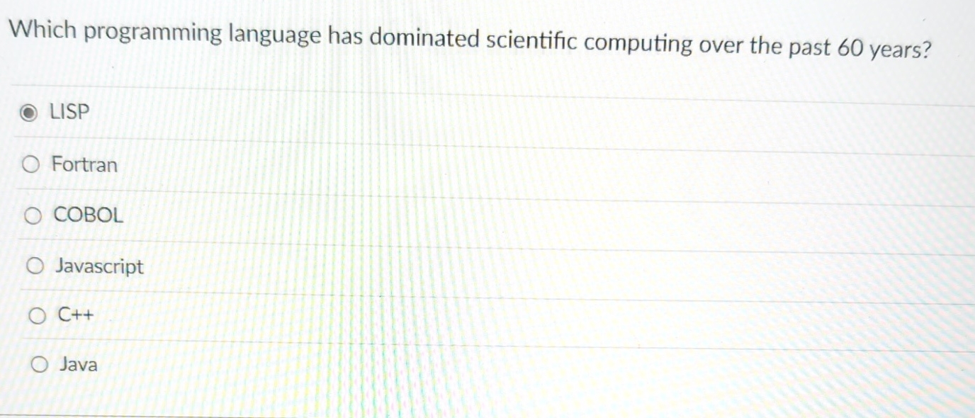 Solved Which programming language has dominated scientific | Chegg.com