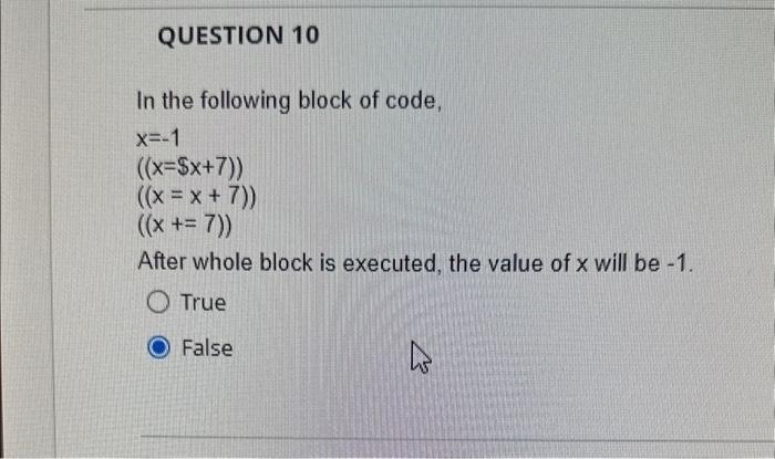 Solved In the following block of code, | Chegg.com
