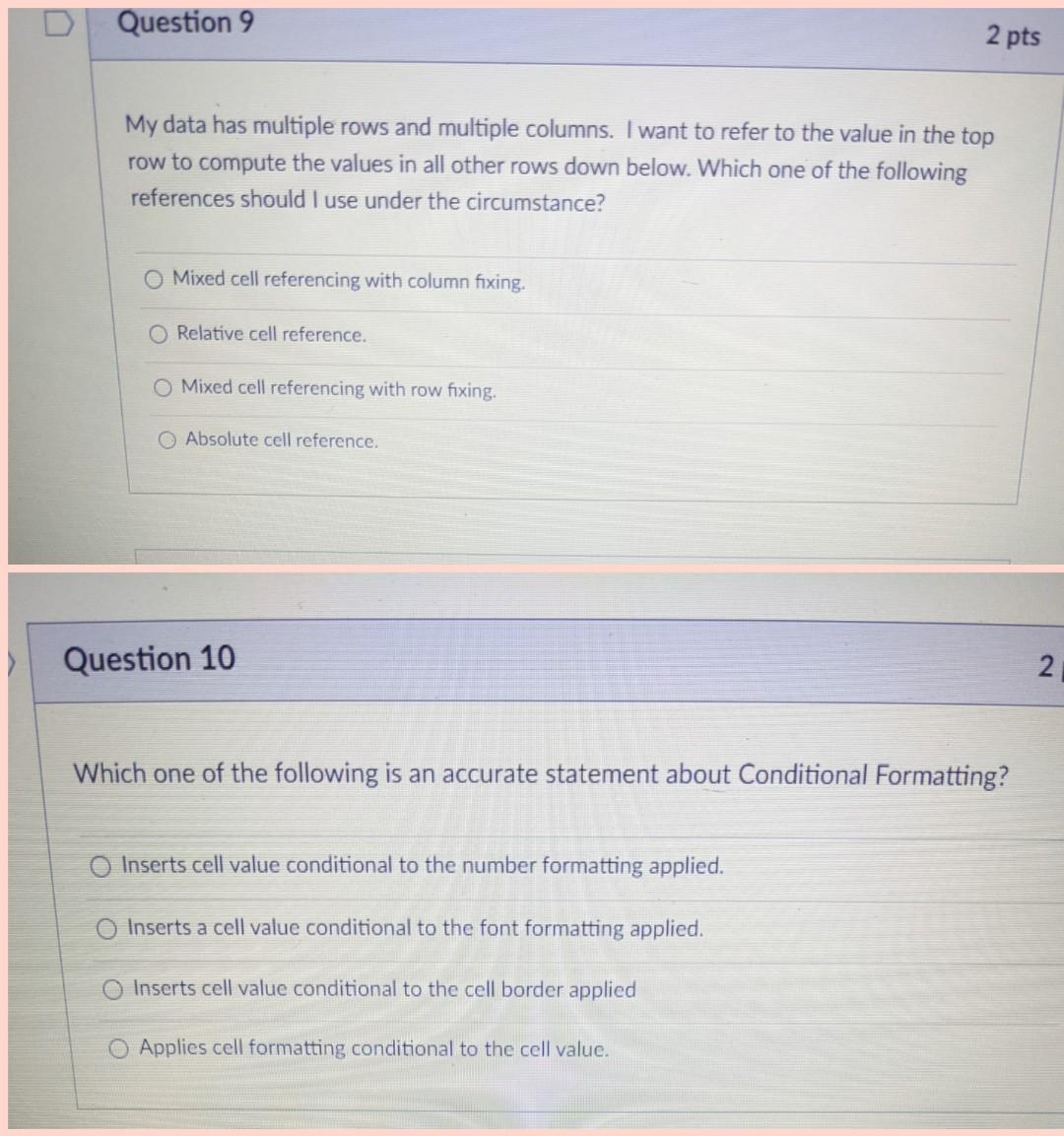 Solved Question 9 2 pts My data has multiple rows and | Chegg.com