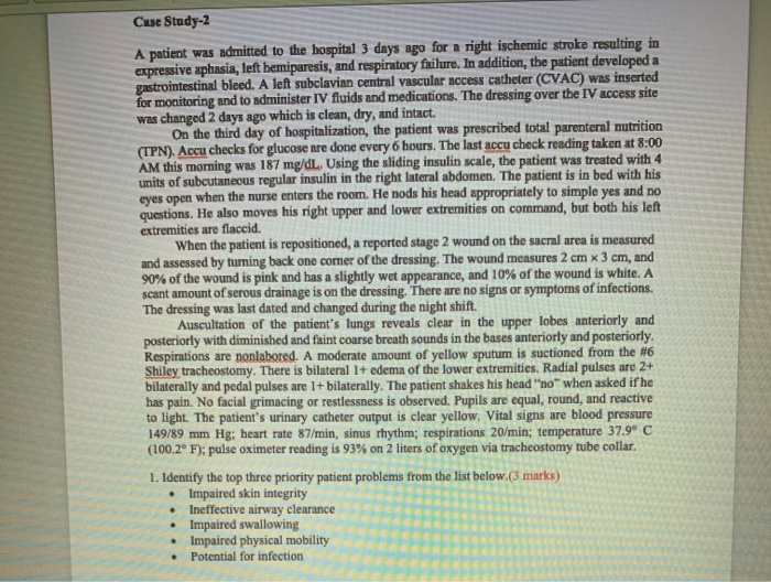 Solved Case Study2 A patient was admitted to the hospital 3