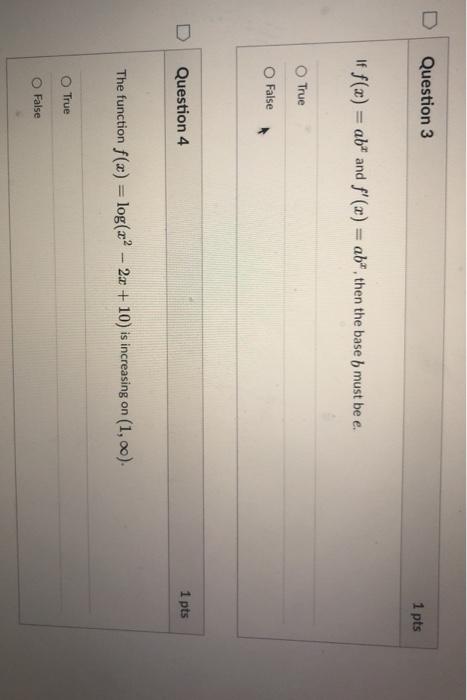 Solved D Question 1 1 pts The function f(x) = x In z is | Chegg.com