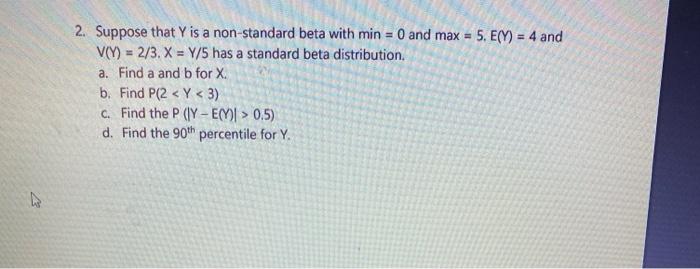 Solved 2 Suppose That Y Is A Non Standard Beta With Min Chegg Com