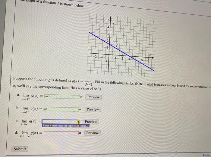 Solved Suppose the function g is defined as g(x)=f(x)1. Fill | Chegg.com