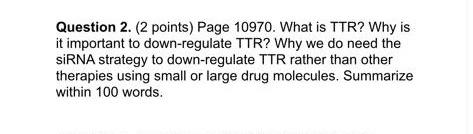 Solved Question 2. (2 points) Page 10970. What is TTR? Why | Chegg.com