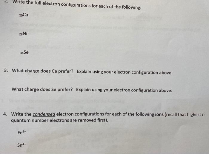 Solved 2. Write the full electron configurations for each of | Chegg.com