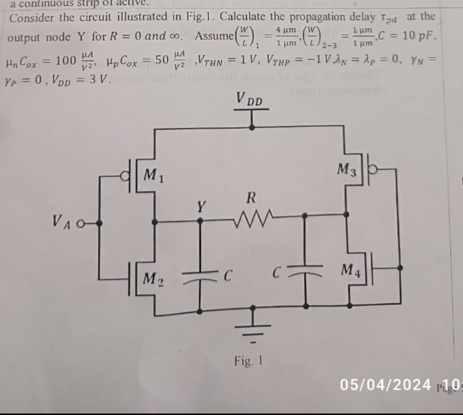 Solved Consider The Circuit Illustrated In Fig1 Calcula 