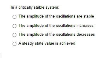 Solved In a critically stable system: The amplitude of the | Chegg.com