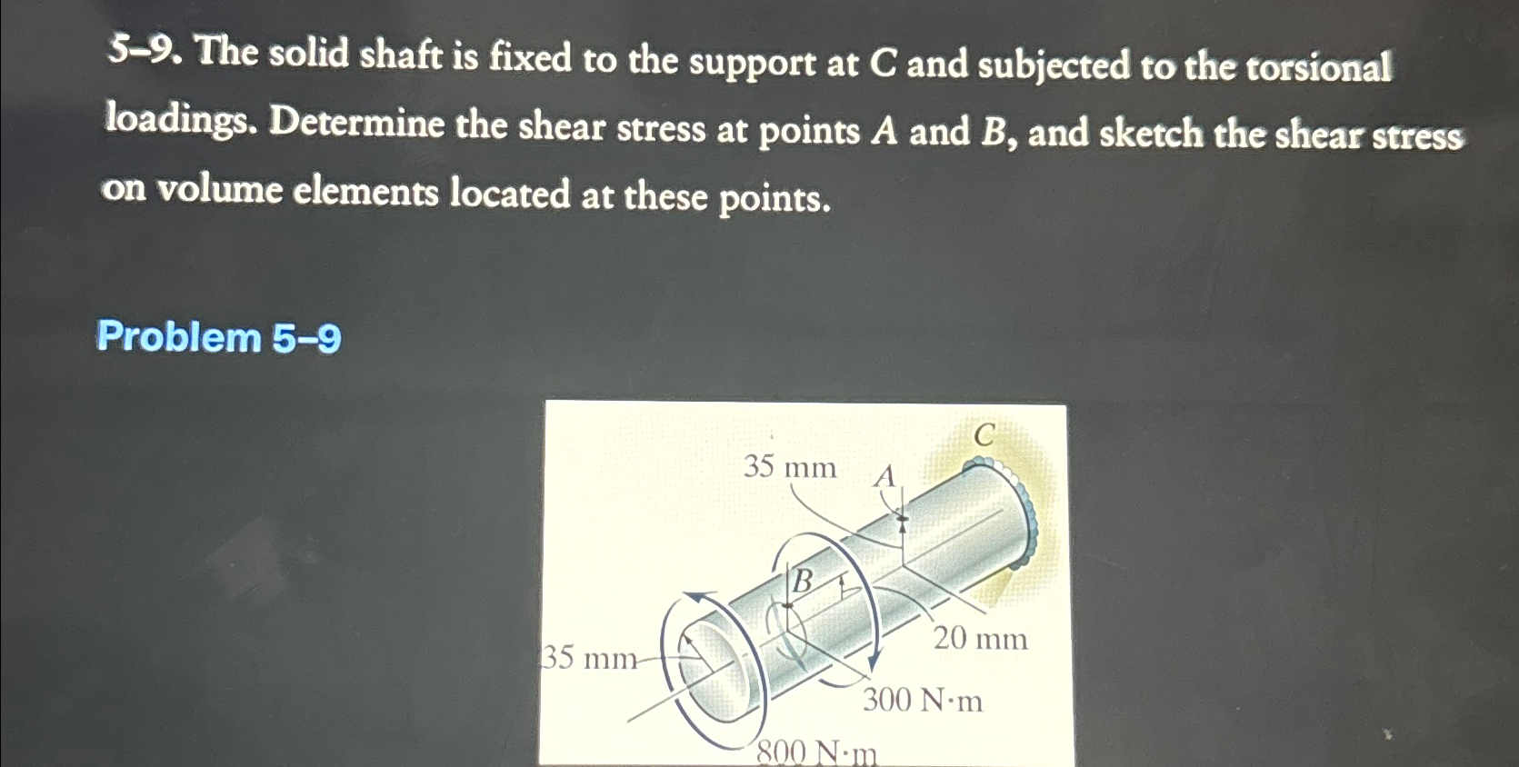 Solved 5-9. ﻿The solid shaft is fixed to the support at C | Chegg.com