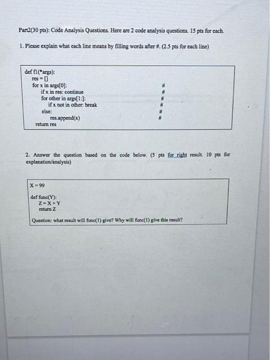 Solved Part2(30 pts): Code Analysis Questions. Here are 2 | Chegg.com