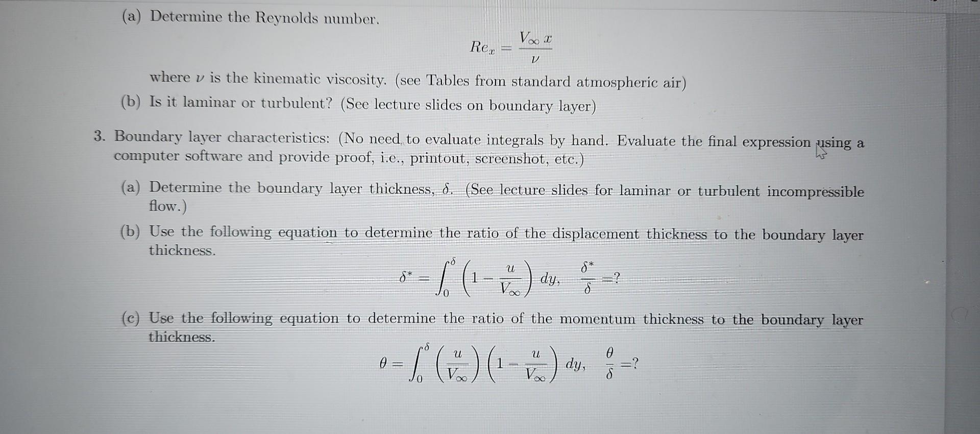 Solved For boundary layer flow over the wing of a commercial | Chegg.com