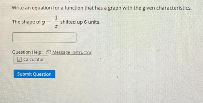 Solved Write an equation for a function that has a graph | Chegg.com