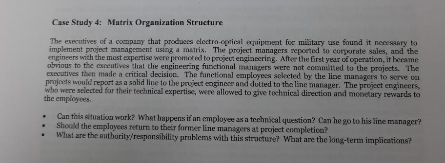 matrix organization case study