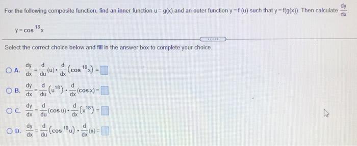 Solved For the following composite function, find an inner | Chegg.com