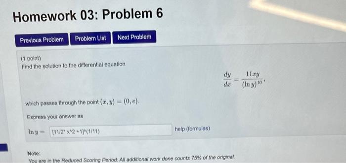 Solved (1 Point) Find The Solution To The Differential | Chegg.com