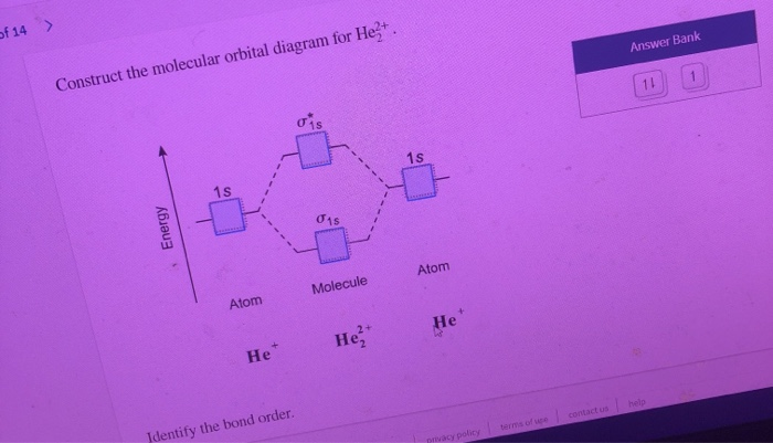 Solved of 14 Answer Bank Construct the molecular orbital | Chegg.com