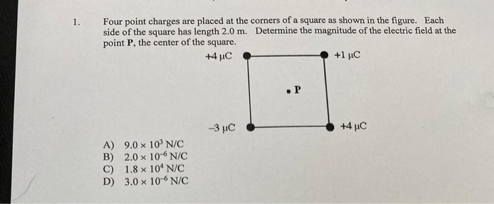 Solved Four Point Charges Are Placed At The Corners Of A | Chegg.com