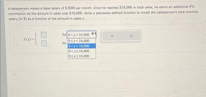 Solved A salesperson makes a base salary of $3000 per month. | Chegg.com