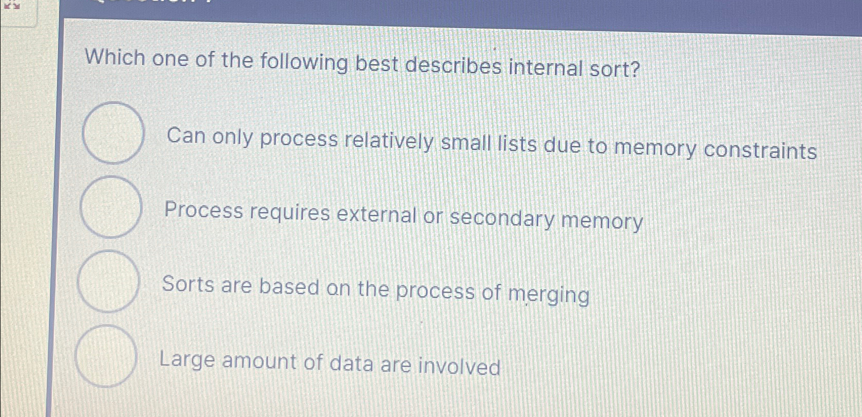 Solved Which one of the following best describes internal | Chegg.com