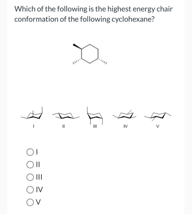 Solved Identify the least stable chair conformation of the