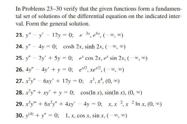 Solved In Problems 23-30 verify that the given functions | Chegg.com