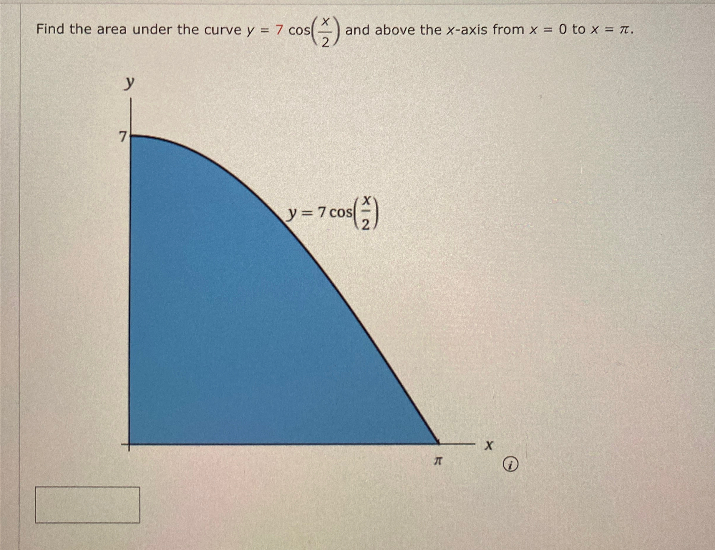 Solved Find the area under the curve y=7cos(x2) ﻿and above | Chegg.com