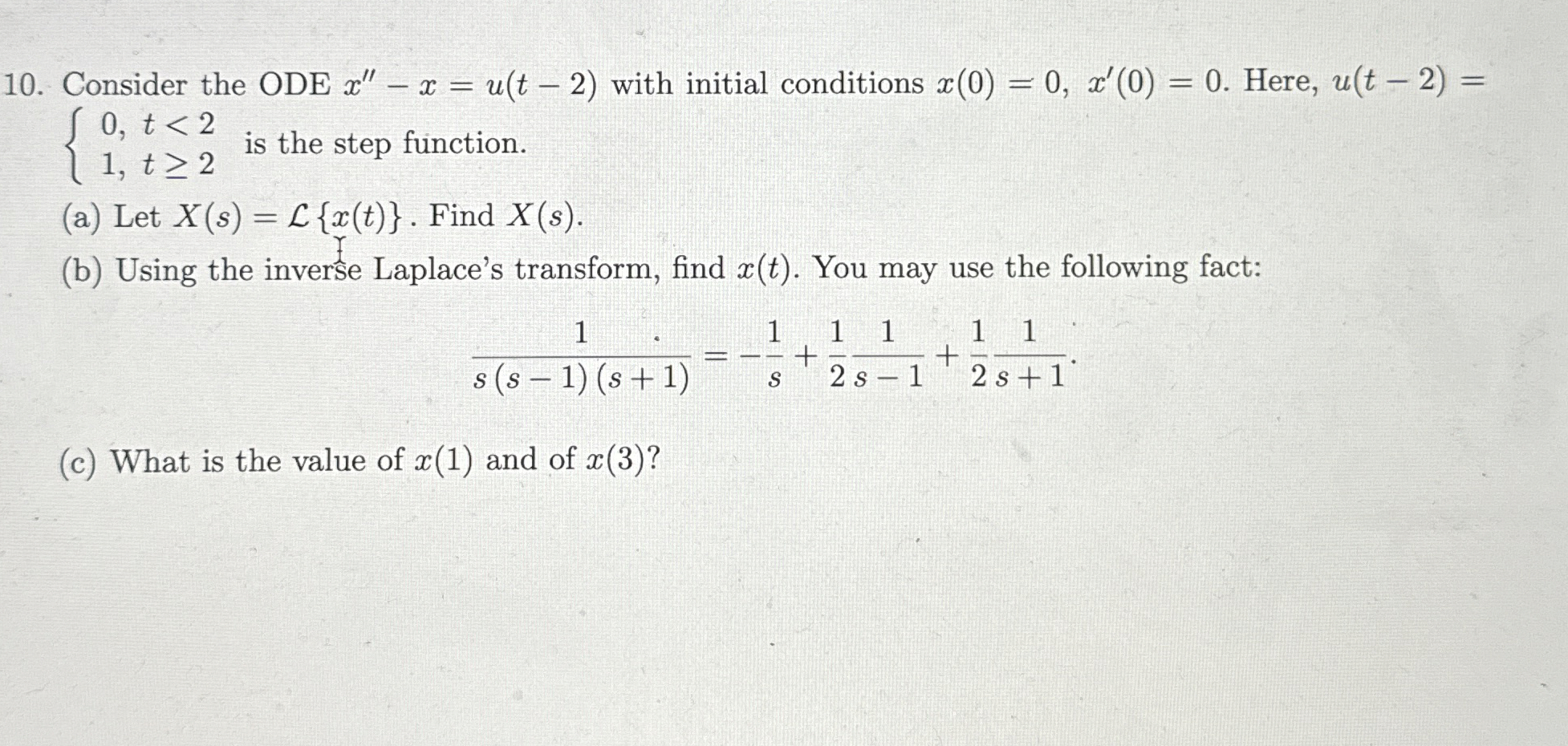 Solved Consider the ODE x''-x=u(t-2) ﻿with initial | Chegg.com