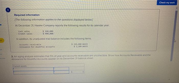 Solved Check my work Required information [The following | Chegg.com