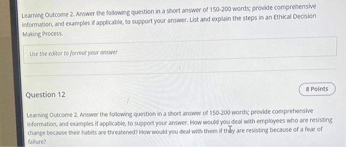 Solved Learning Outcome 2. Answer the following question in | Chegg.com