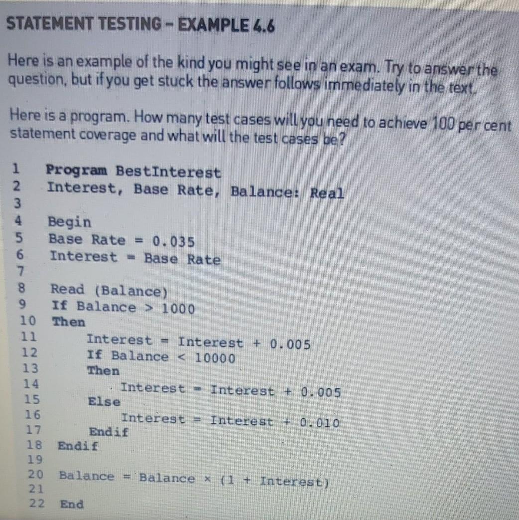 Solved STATEMENT TESTING - EXAMPLE 4.6 Here is an example of | Chegg.com