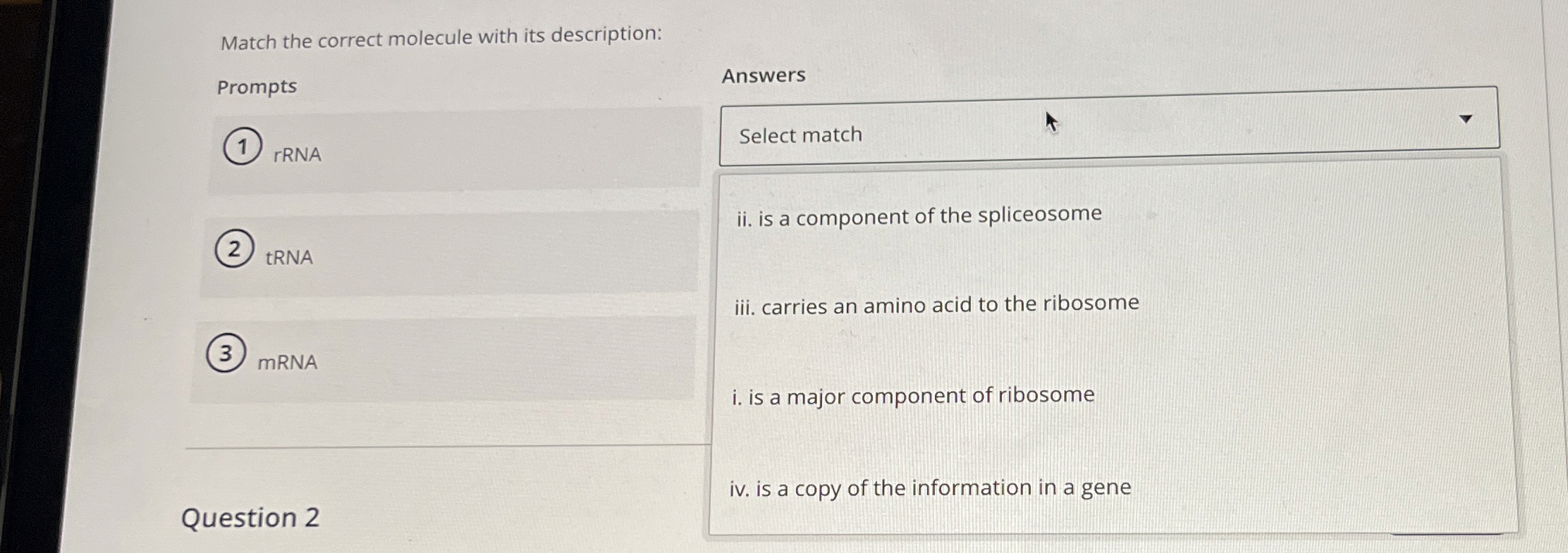 Solved Match the correct molecule with its | Chegg.com