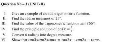 Solved Question No-3 (UNIT-11) 1. Give an example of an odd | Chegg.com