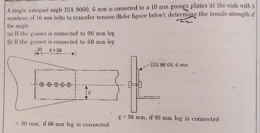 Solved A single unequal angle ISA 9060, 6 mm is connected to | Chegg.com