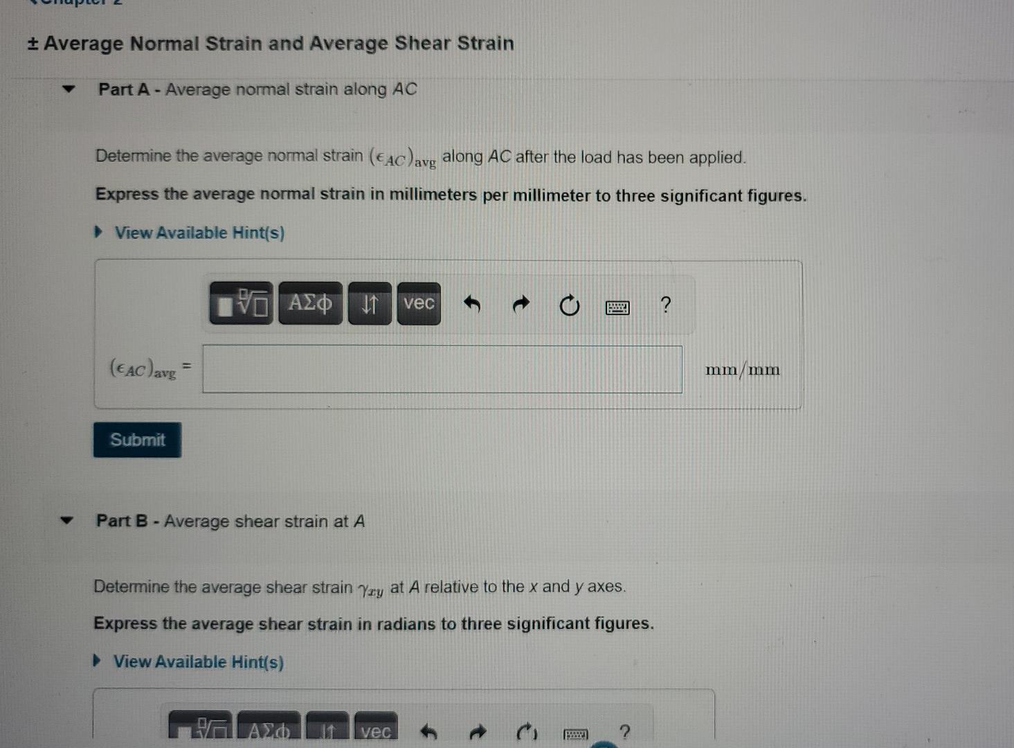 Solved arning Goal: determine the average normal strain and | Chegg.com