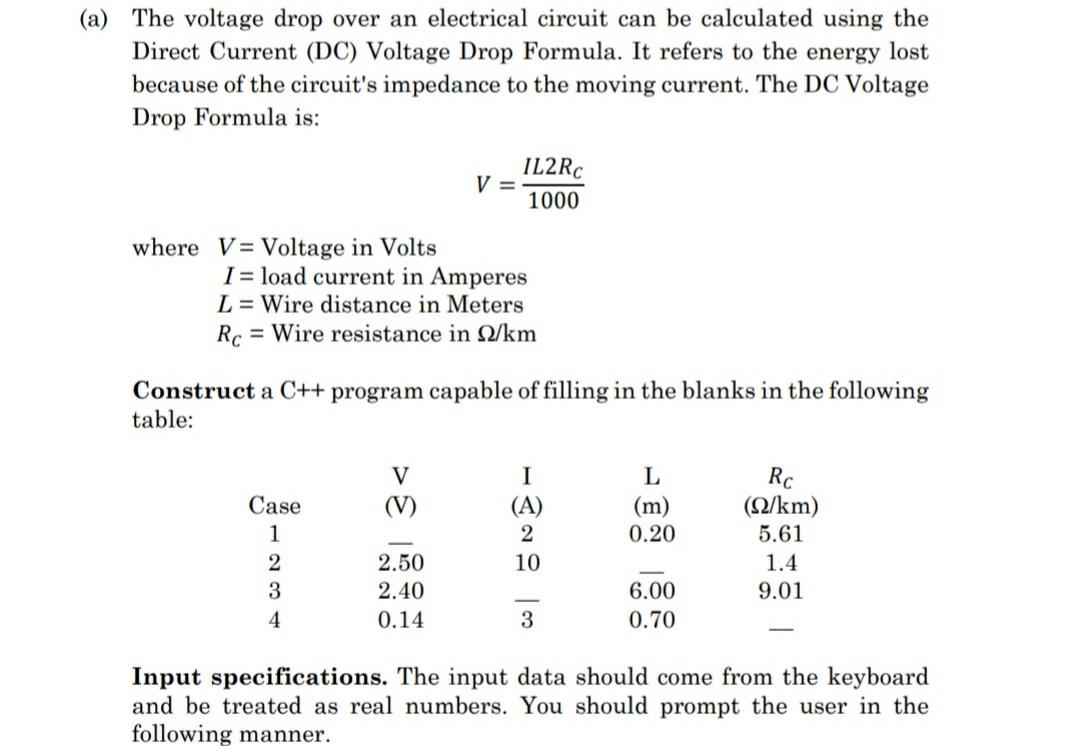 voltage drop formula