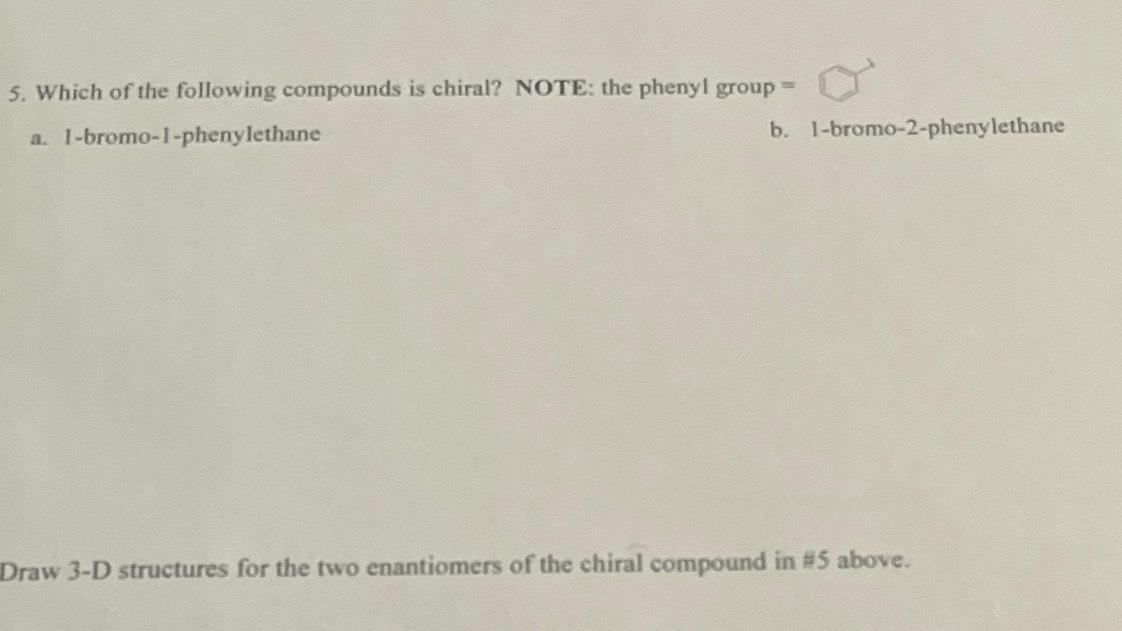 Solved Which of the following compounds is chiral? NOTE: the | Chegg.com