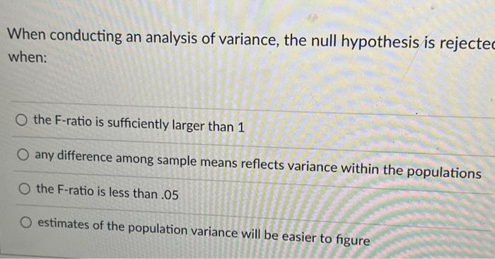 null hypothesis for analysis of variance