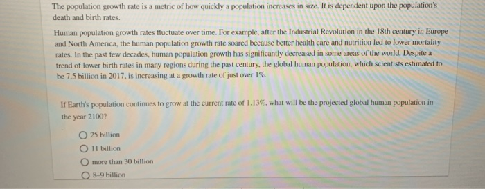 Solved The population growth rate is a metric of how quickly | Chegg.com