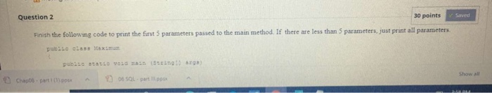 Solved Question 2 30 points Finish the following code to | Chegg.com