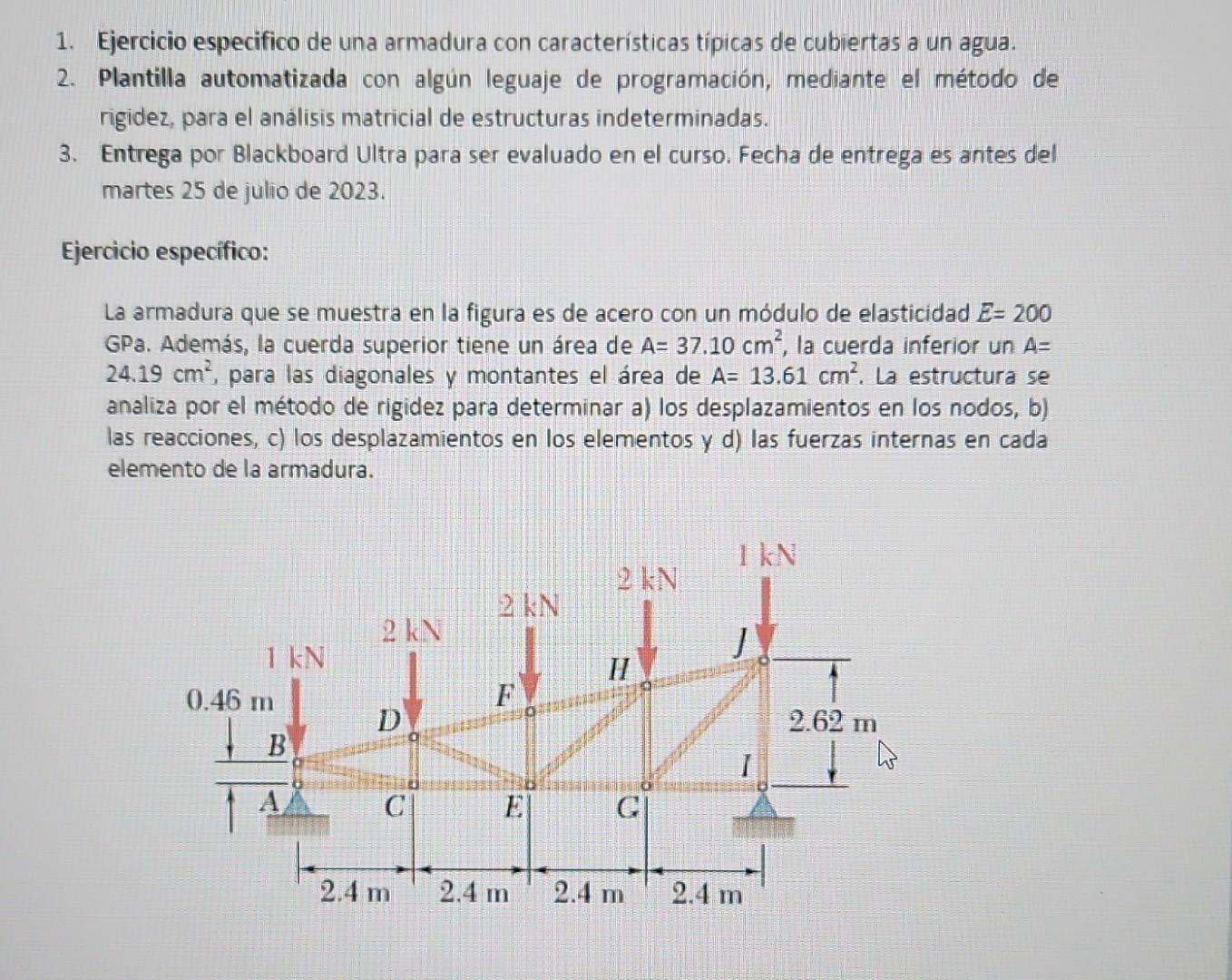 1. Ejercicio especifico de una armadura con características tipicas de cubiertas a un agua. 2. Plantilla automatizada con alg