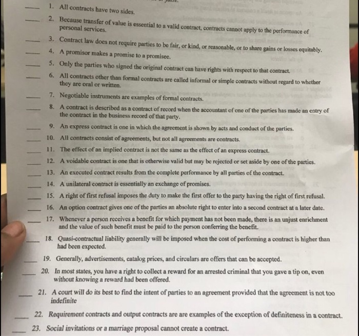 1. All contracts have two sides. 2. Because transfer